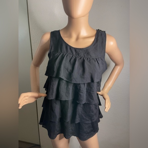 J.crew Womens Ruffle Raw Hem Sleeveless Shirt/Top Sz 0 Side Zip 100% Silk - Picture 3 of 7